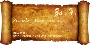 Zsikó Henrietta névjegykártya