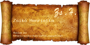 Zsikó Henrietta névjegykártya